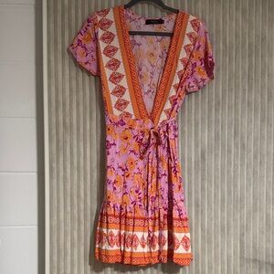 Floral V-Neck Wrap Dress